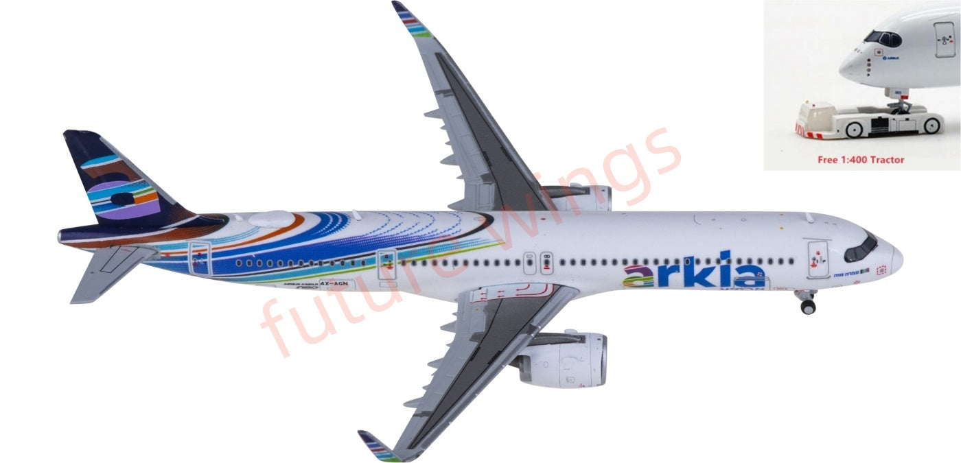 1:400 JC Wings XX4451 Arkia Airbus A321neo 4X-AGN Aircraft Model+Free Tractor