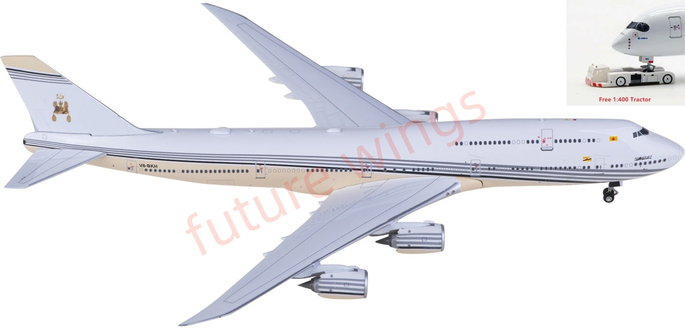 1:400 Phoenix PH11947 Brunei Government Boeing 747-8 V8-BKH Aircraft Model+Free Tractor