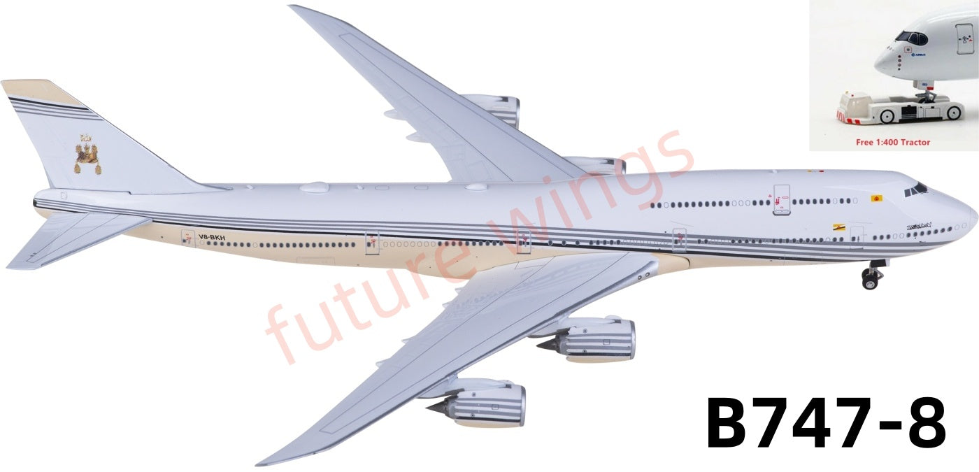 1:400 Phoenix PH11947 Brunei Government Boeing 747-8 V8-BKH Aircraft Model+Free Tractor