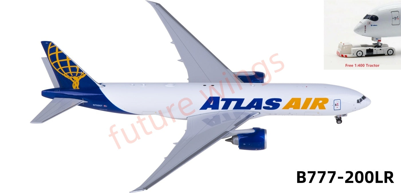1:400 Phoenix PH11949 Atlas Air Boeing 777-200LR N703GT Aircraft Model+Free Tractor