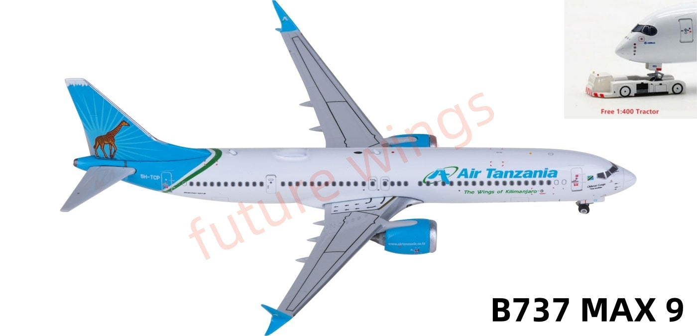 1:400 Phoenix PH11946 Air Tanzania Boeing 737 MAX 9 5H-TCP Aircraft Model+Free Tractor