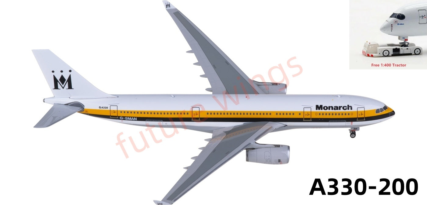 1:400 Phoenix PH11942 Monarch Airlines Airbus A330-200 G-SMAN Aircraft Model+Free Tractor
