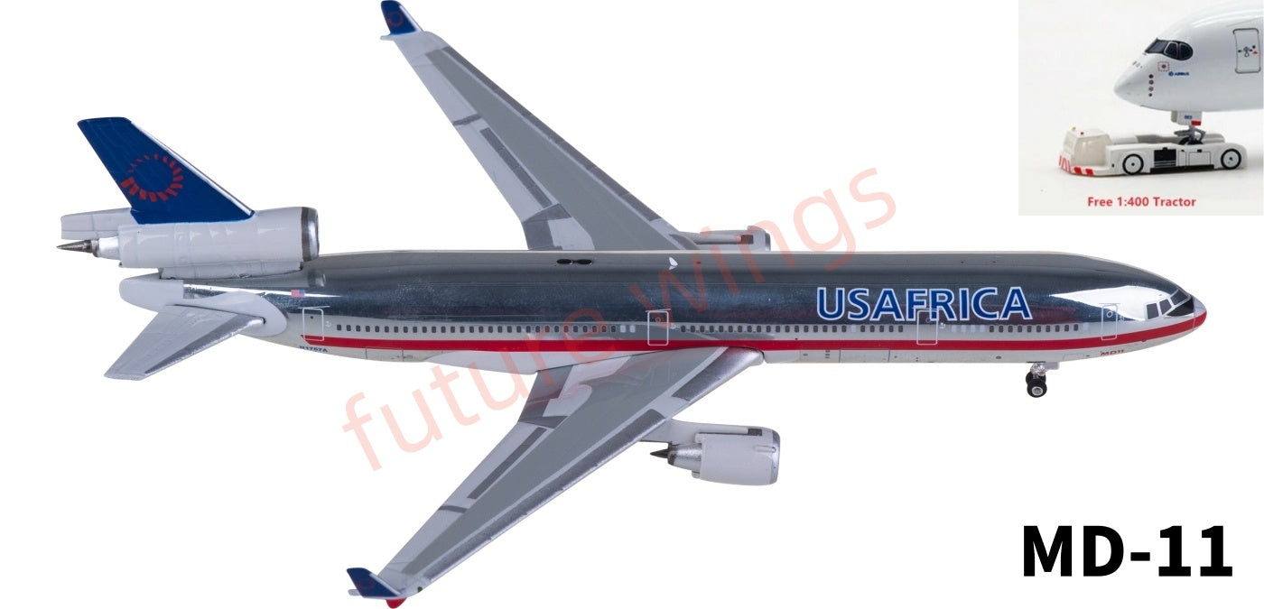 1:400 Phoenix PH11957 USAfrica Airways McDonnell Douglas MD-11 N1757A Aircraft Model+Free Tractor