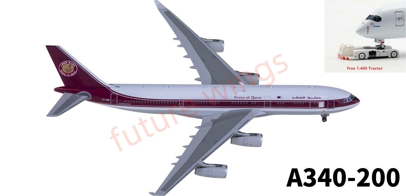 1:400 Phoenix PH11954 Qatar Amiri Flight Airbus A340-200 A7-HHK Aircraft Model+Free Tractor