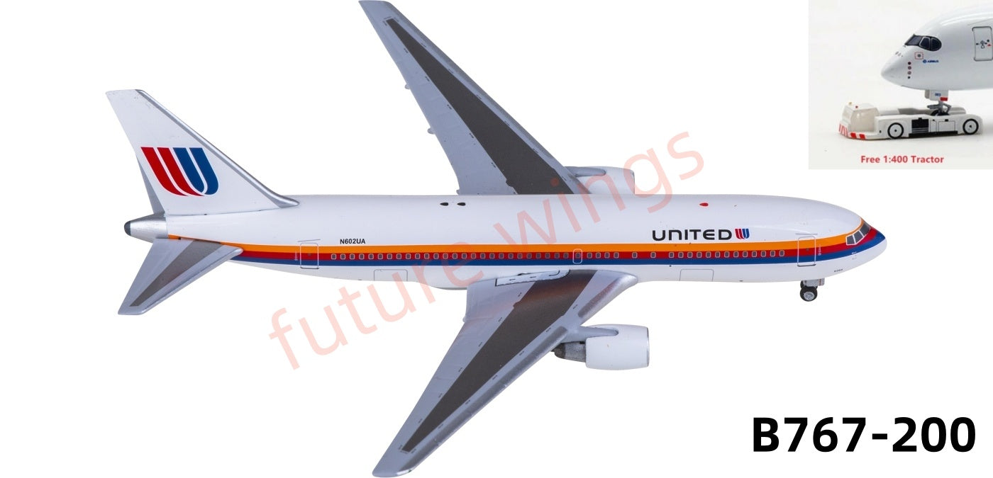 1:400 AeroClassics AC411378 United Airlines Boeing 767-200 N602UA Aircraft Model+Free Tractor