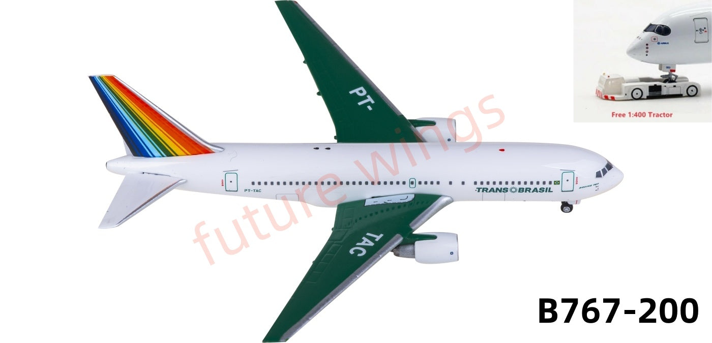 1:400 AeroClassics AC411376 Trans Brazil Boeing 767-200 PT-TAC Aircraft Model+Free Tractor
