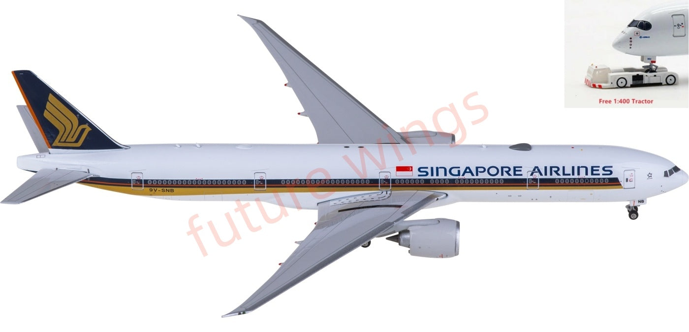 1:400 Phoenix PH04631 Singapore Airlines Boeing 777-300ER 9V-SNB Aircraft Model+Free Tractor