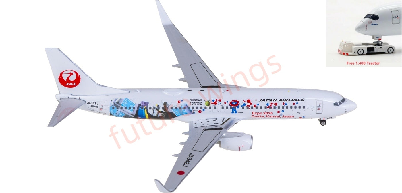 1:400 Phoenix PH04647 Japan Airlines Boeing 737-800 JA342J Aircraft Model+Free Tractor
