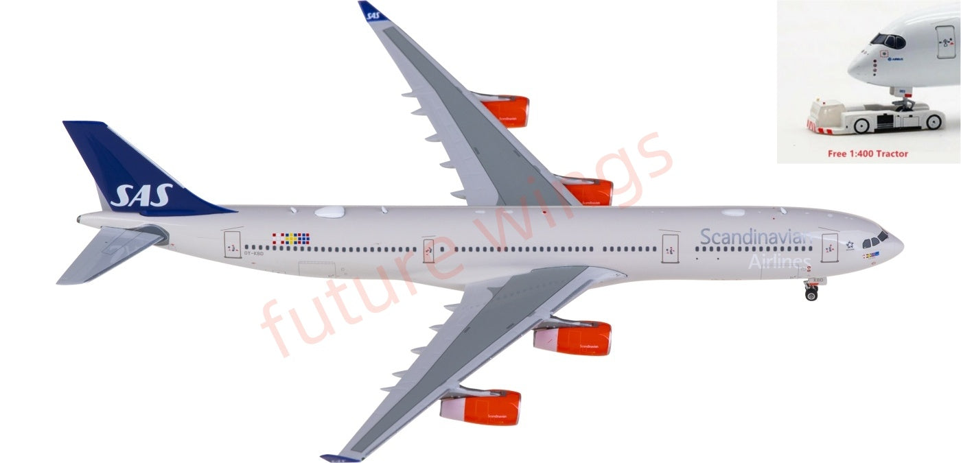 1:400 Phoenix PH12001 SAS Airbus A340-300 OY-KBD Aircraft Model+Free Tractor