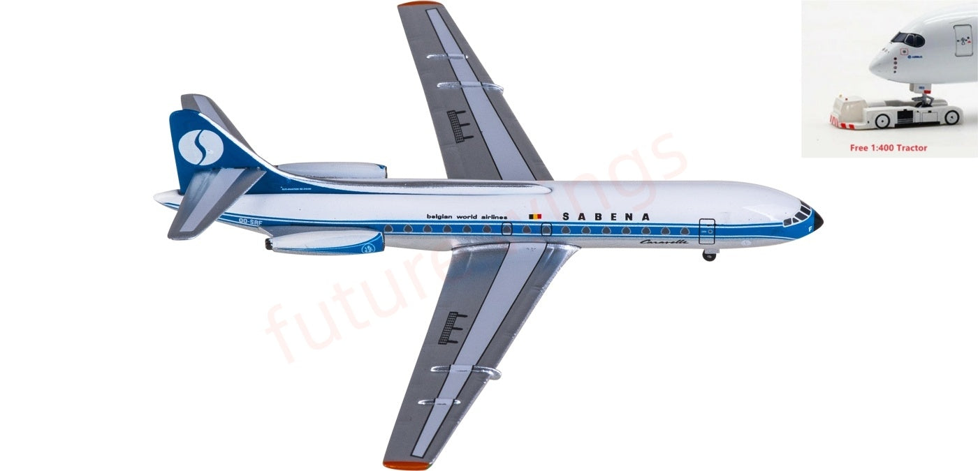 1:400 AeroClassics AC411434 Sabena Sud Aviation SE 210 Caravelle OO-SRF Aircraft Model+Free Tractor