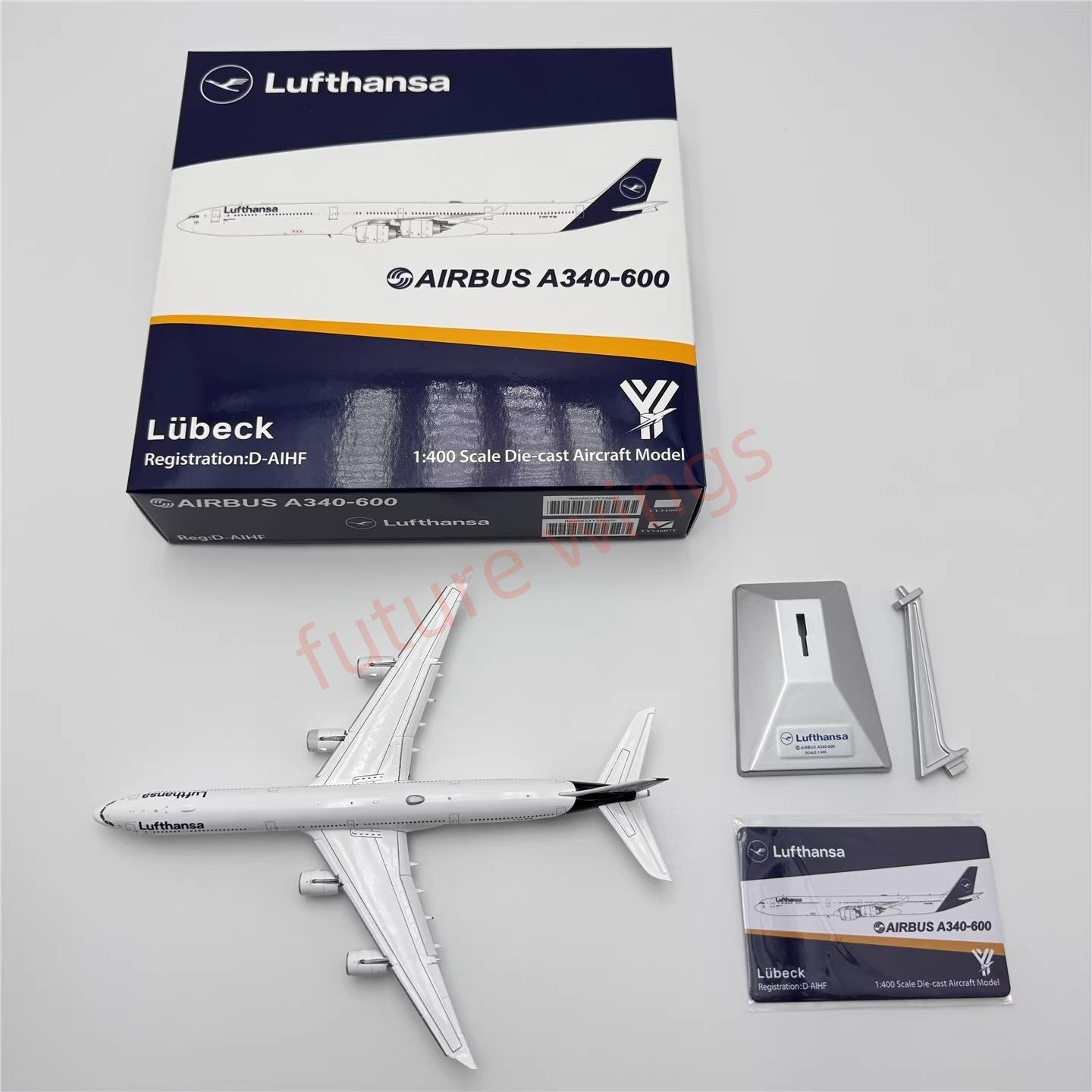 1:400 YY Wings Lufthansa Airlines A340-600 D-AIHF/D-AIHK Aircraft Model+Free Tractor