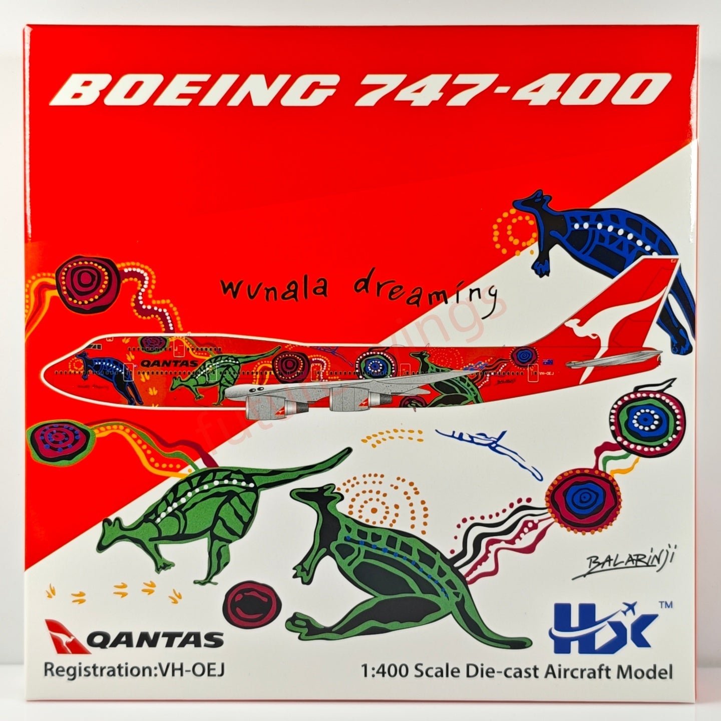 1:400 HX Models Qantas Airways B747-400 VH-OJB Aircraft Model Free Tractor +Stand