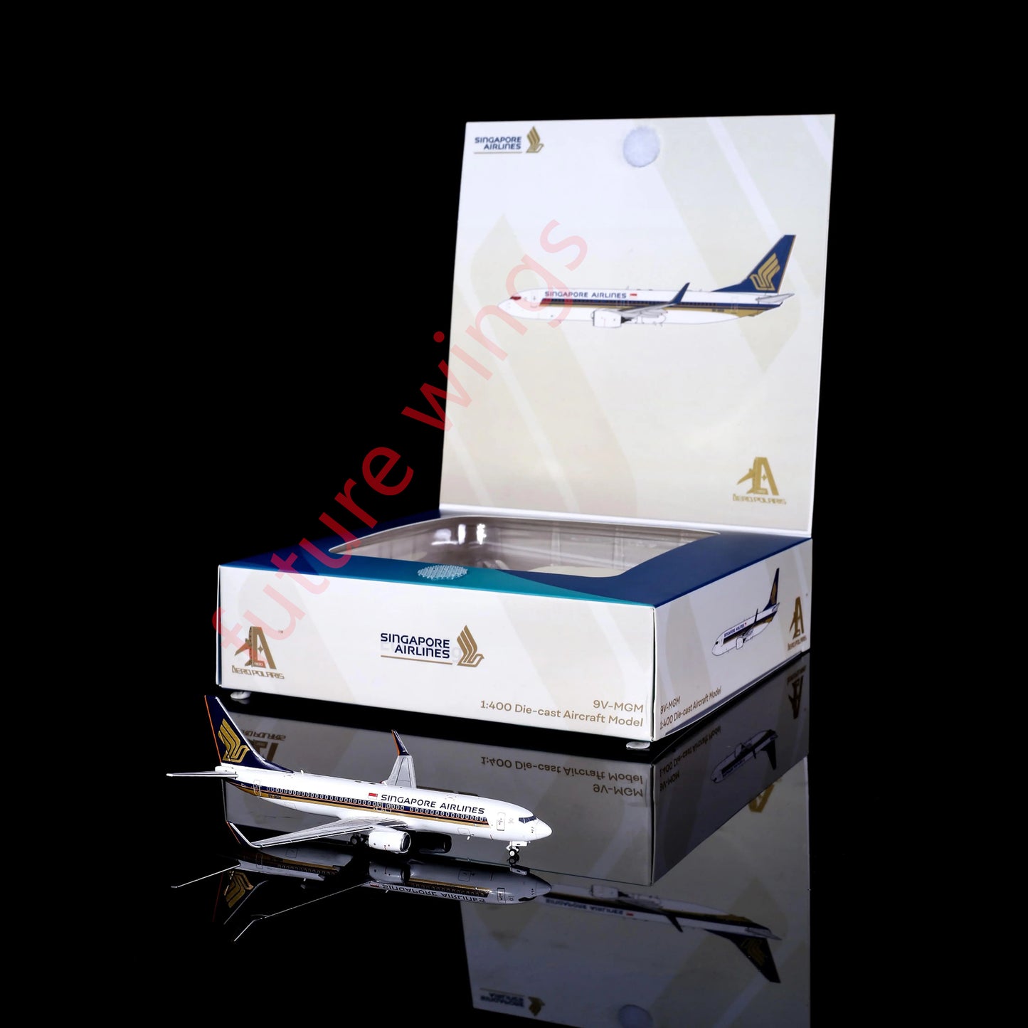 1:400 AeroPolaris HA7380001 Singapore Airlines Boeing 737-800 9V-MGM Aircraft Model+Free Tractor
