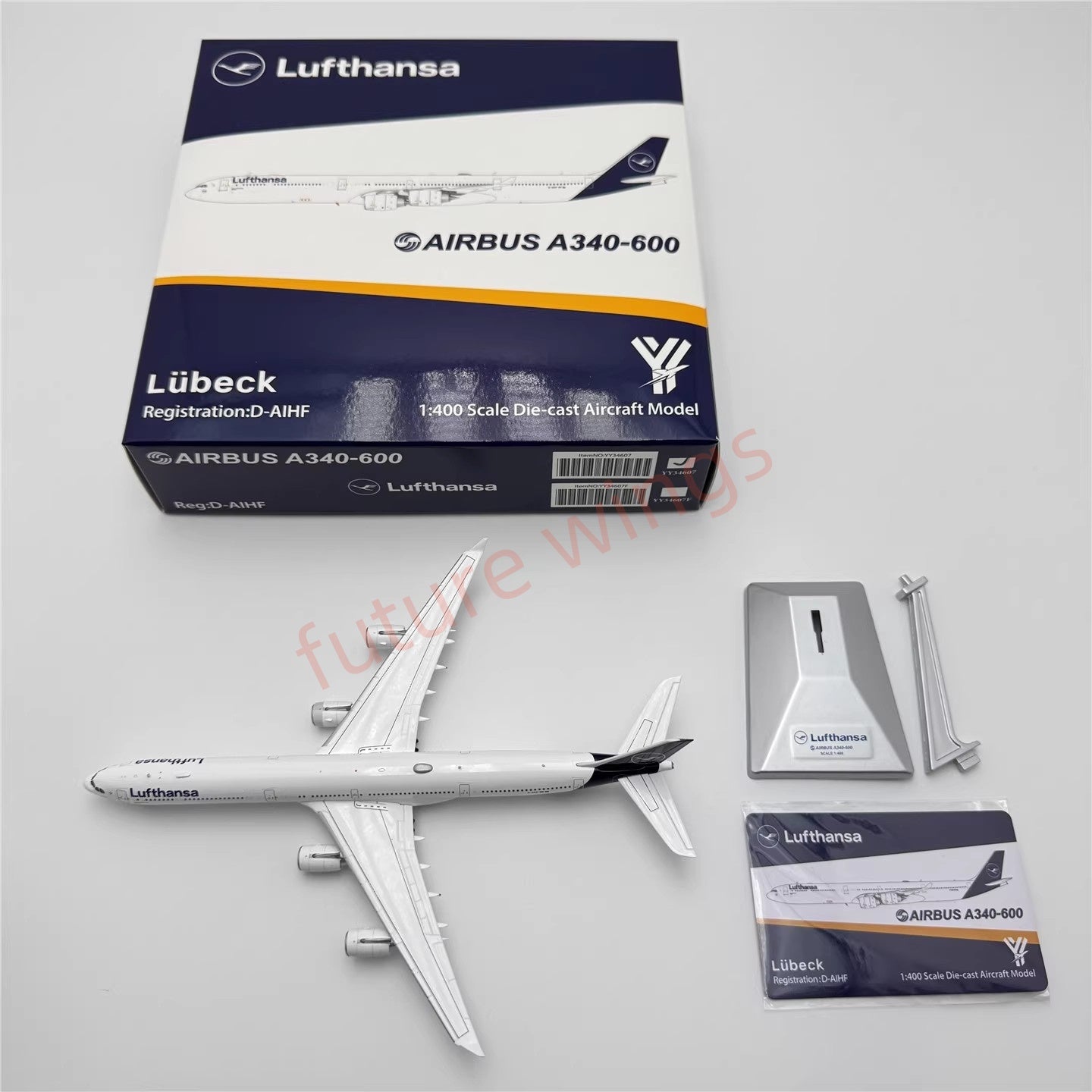 1:400 YY Wings Lufthansa Airlines A340-600 D-AIHF/D-AIHK Aircraft Model+Free Tractor