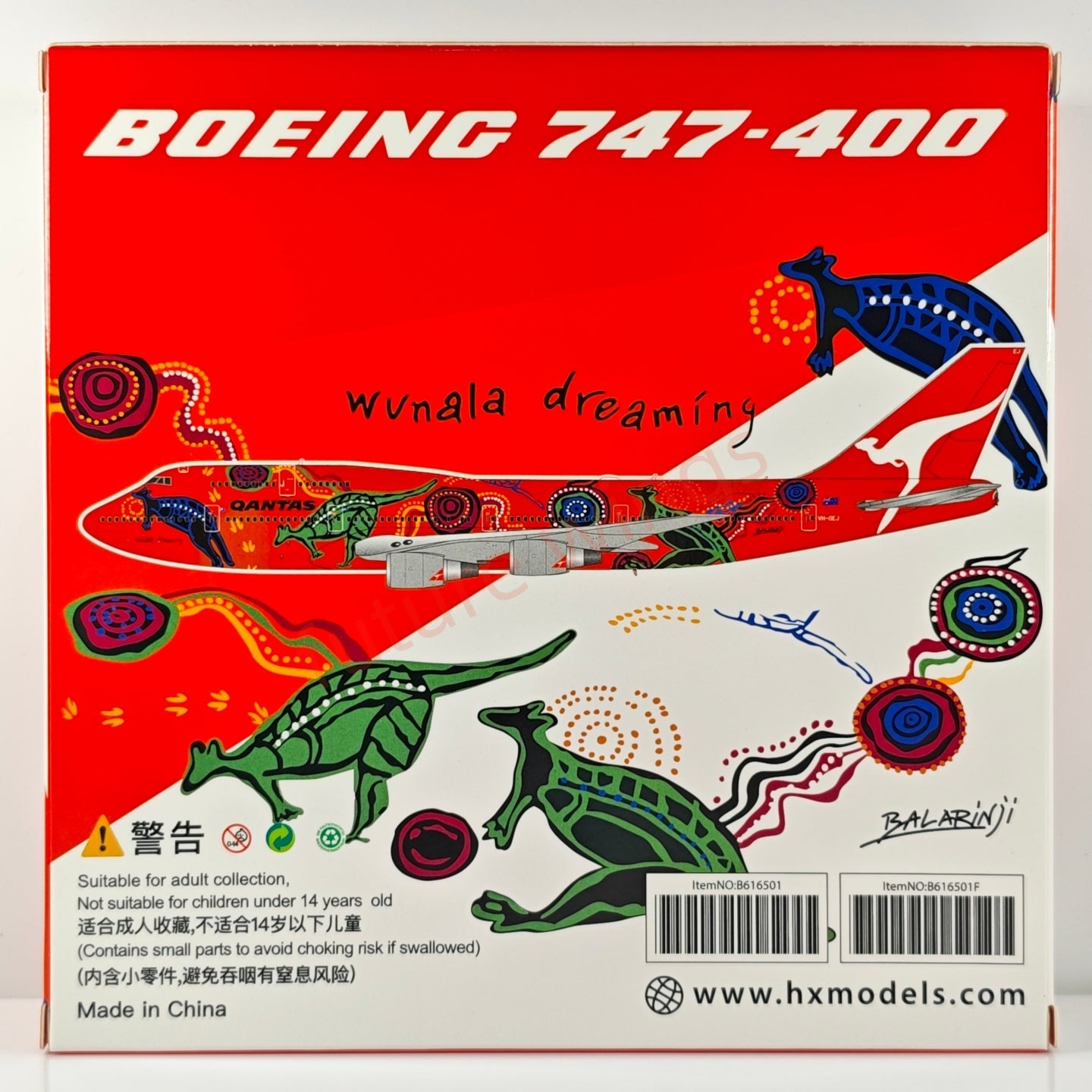 1:400 HX Models Qantas Airways B747-400 VH-OEJ Aircraft Model Free Tractor +Stand