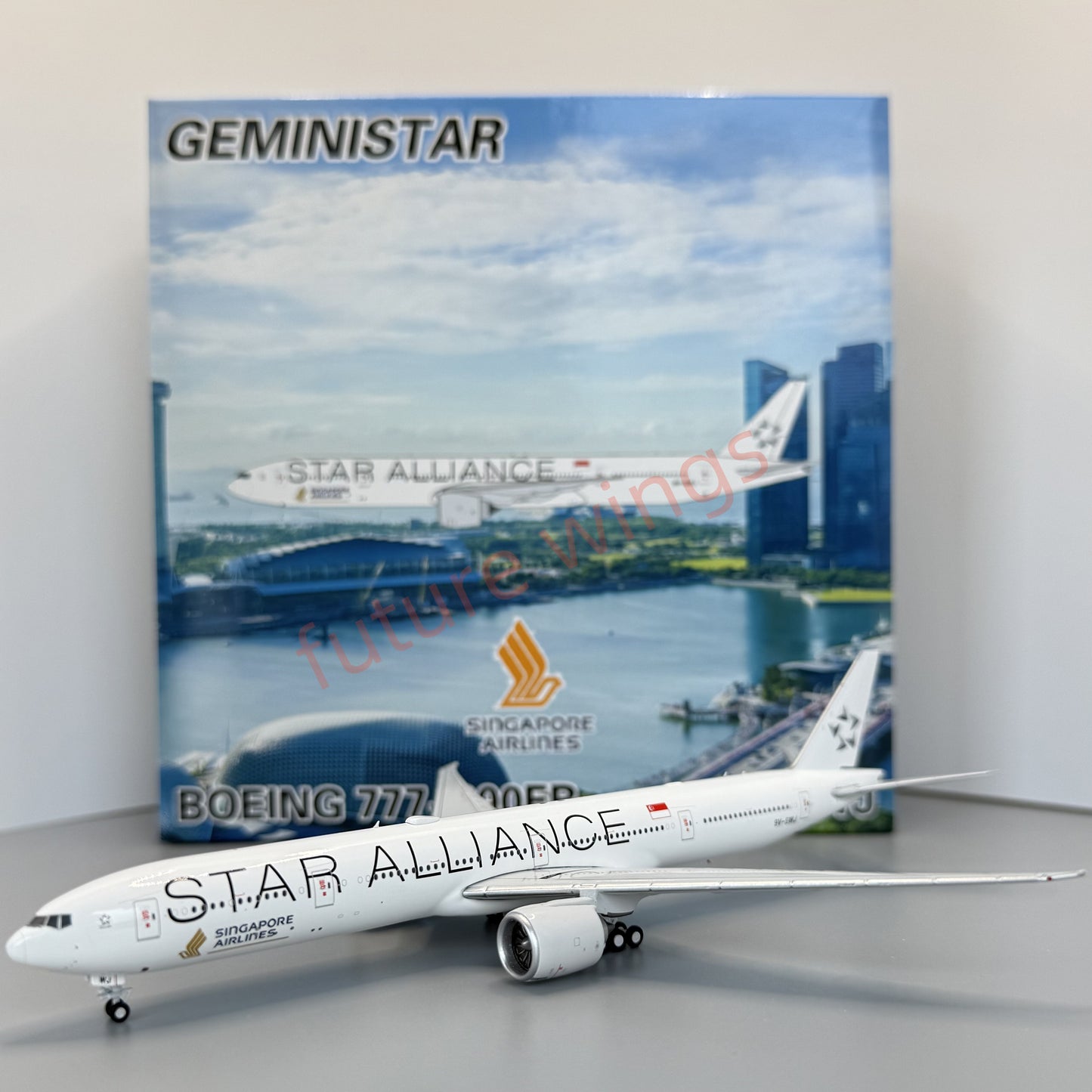 1:400 Geministar Singapore Airlines B777-300ER 9V-SWI 9V-SWM 9V-SWJ "STAR ALLIANCE" Aircraft Model+Free Tractor