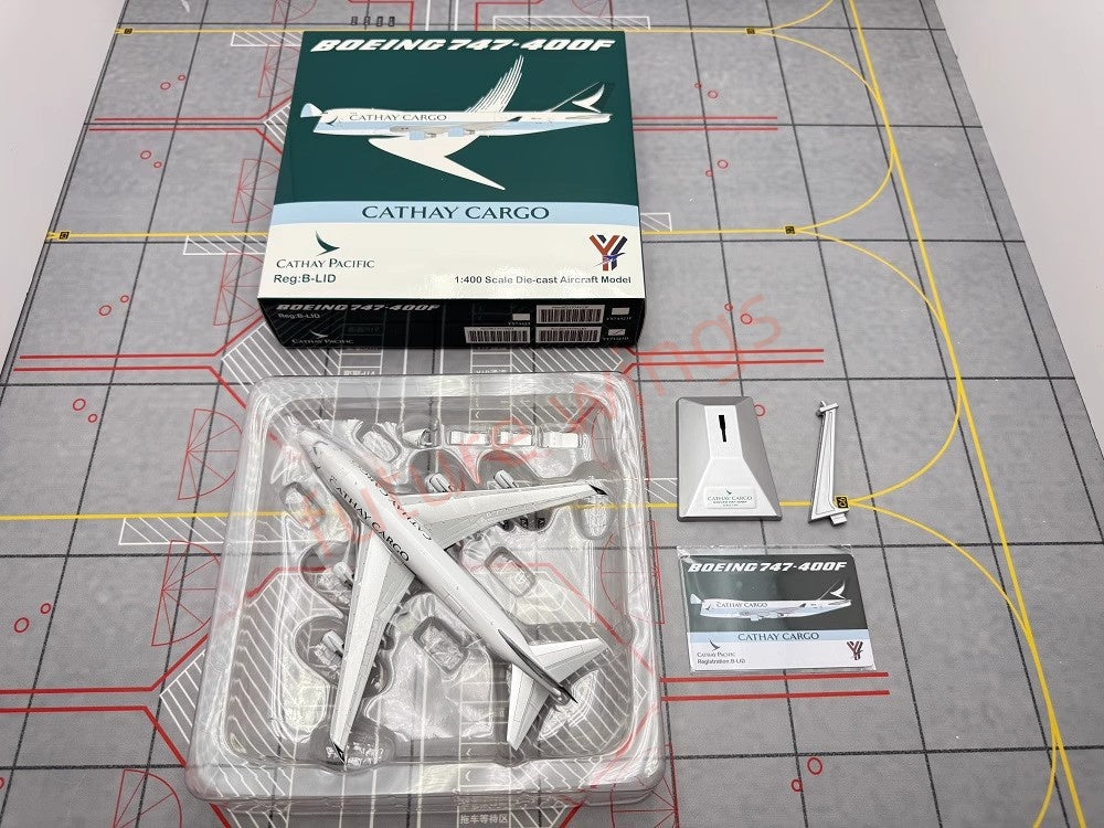 1:400 YY Wings Cathay Pacific Cargo B747-400F B-LID Aircraft Model+Free Tractor