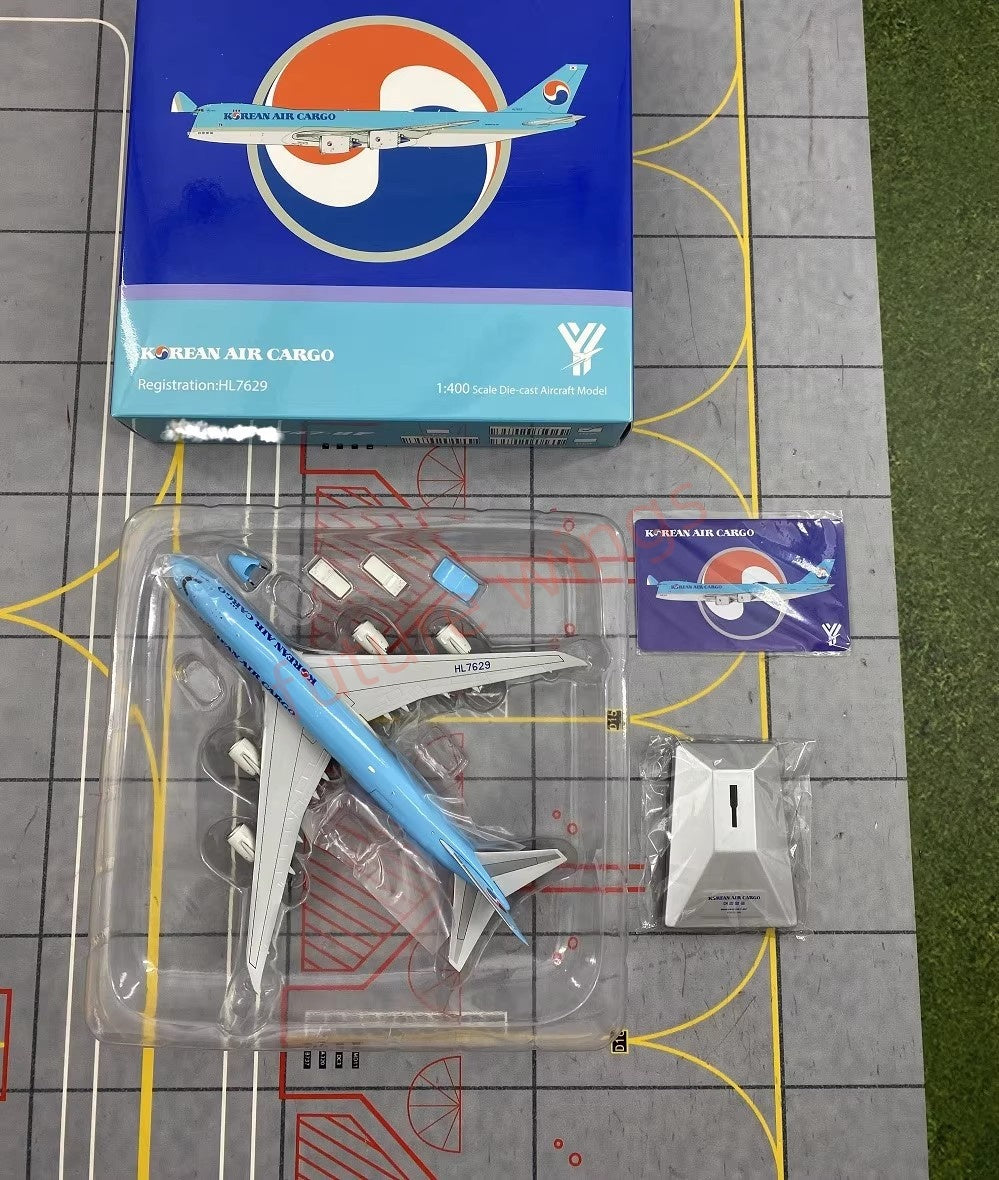 1:400 YY Wings Korean Air B747-8F HL7629 Aircraft Model Free Tractor +Stand
