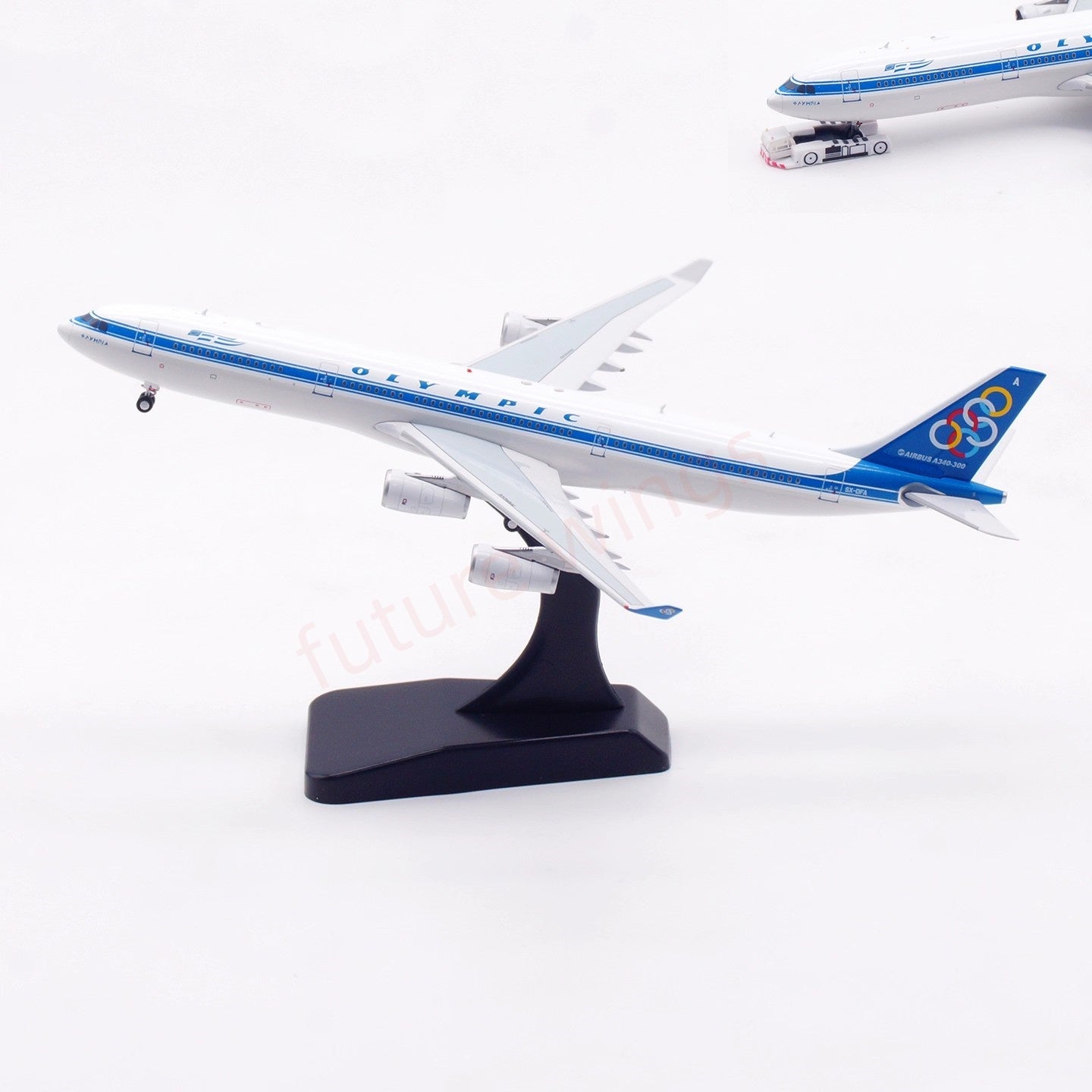 1:400 Aviation400 Olympic Airways A340-300 SX-DFA Aircraft Model Free Tractor+Stand