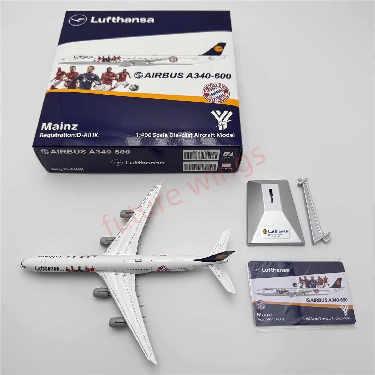 1:400 YY Wings Lufthansa Airlines A340-600 D-AIHF/D-AIHK Aircraft Model+Free Tractor