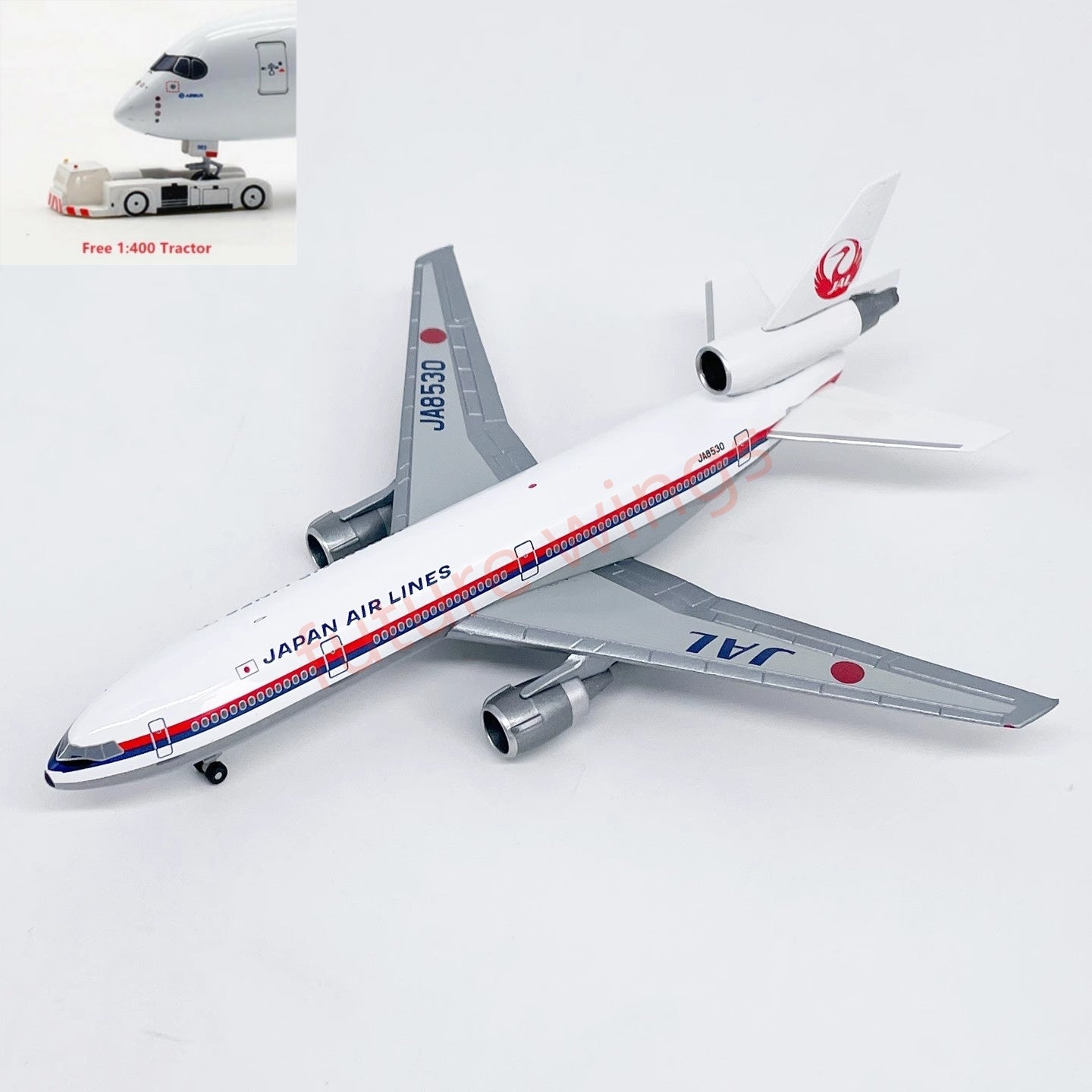 1:400 Jet Model Japan Airlines DC-10 JA8530 JA8532 Aircraft Model+Free Tractor