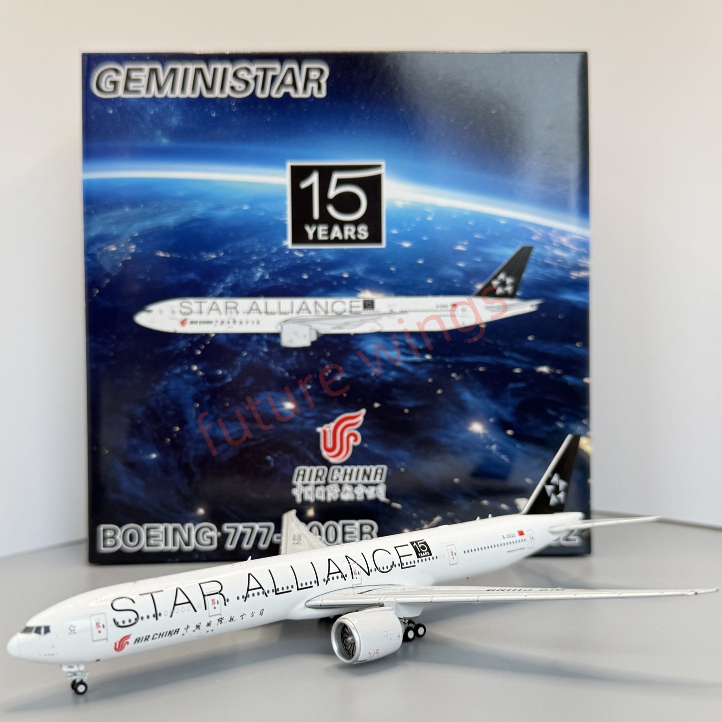 1:400 Geministar Air China B777-300ER B-2032 "STAR ALLIANCE" Aircraft Model+Free Tractor