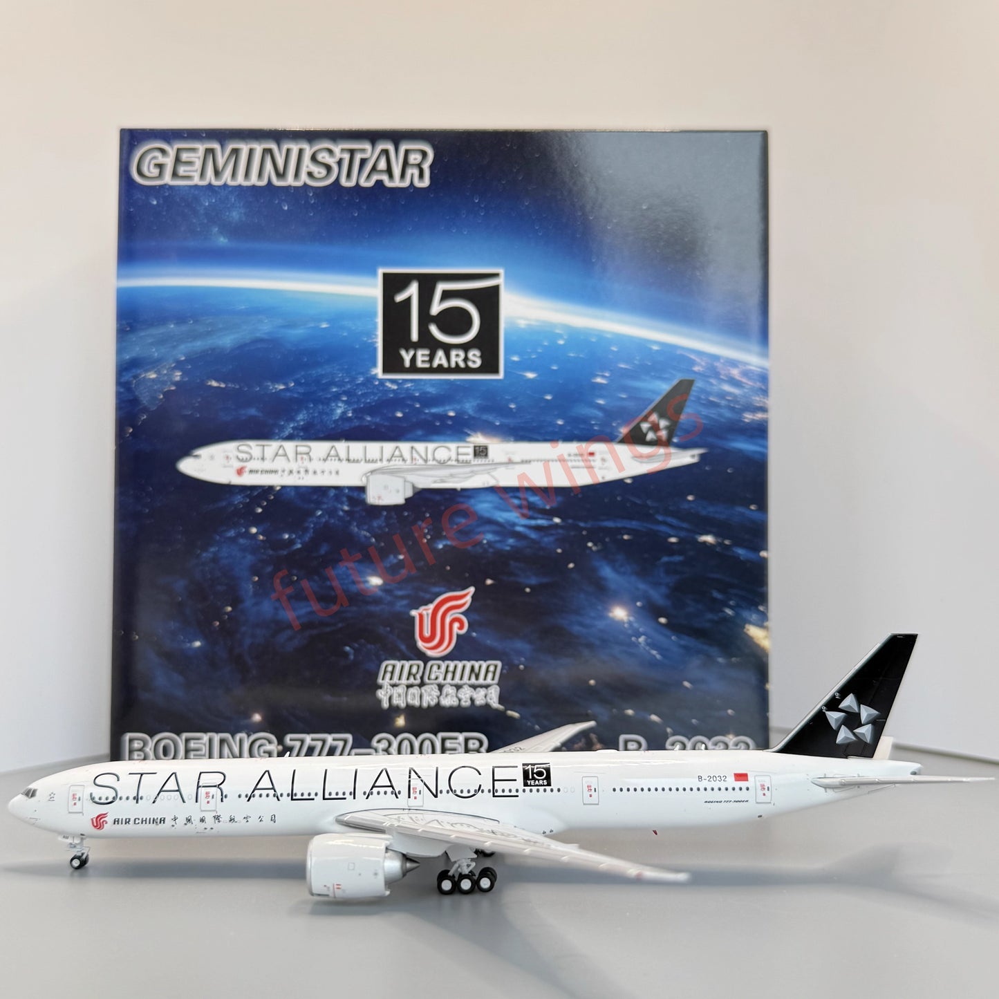 1:400 Geministar Air China B777-300ER B-2032 "STAR ALLIANCE" Aircraft Model+Free Tractor