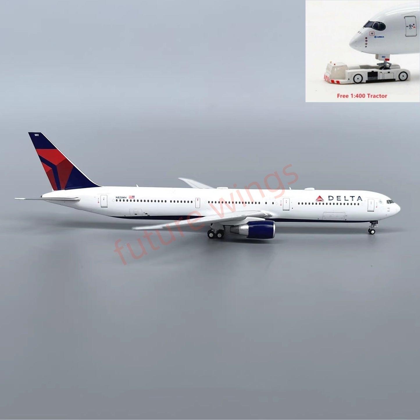 1:400 PandaModel Delta Airlines B767-400 N825MH Aircraft Model+Free Tractor