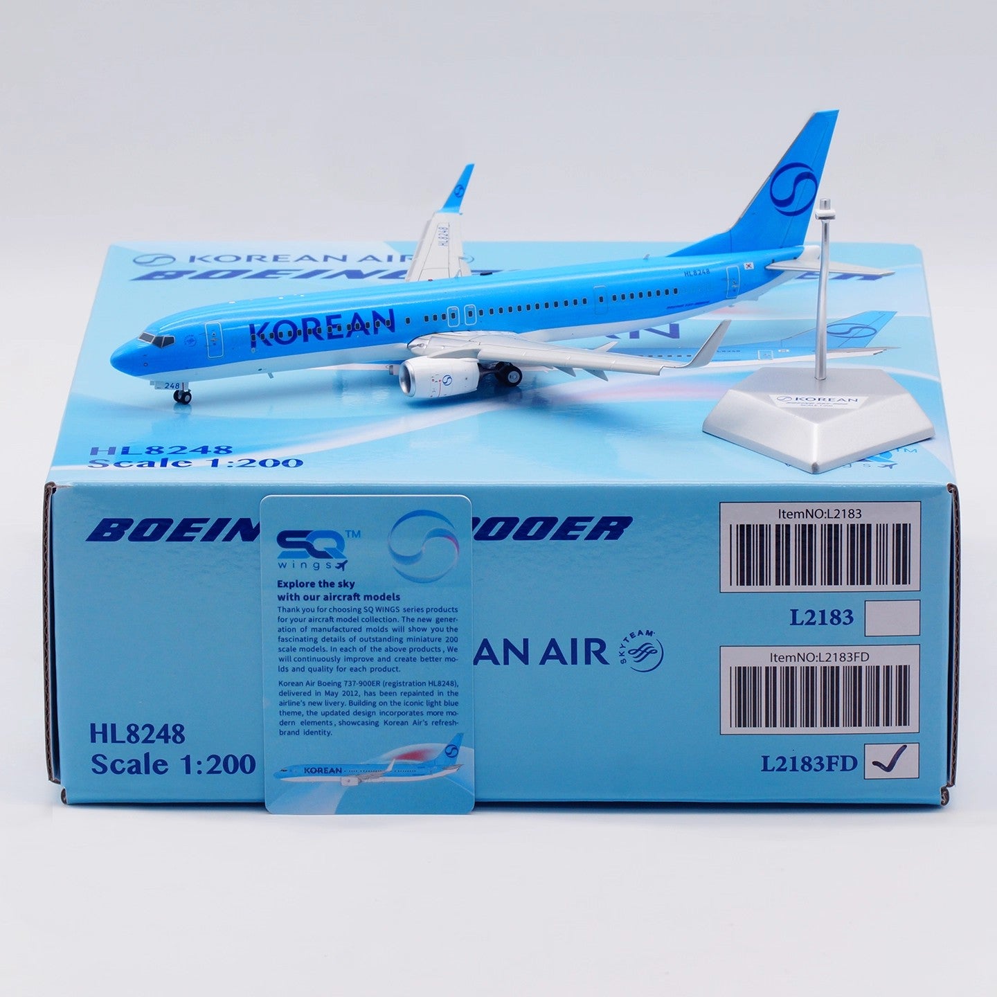 1:200 SQ Wings Korean Air B737-900 HL8248 Diecast Aircraft Model
