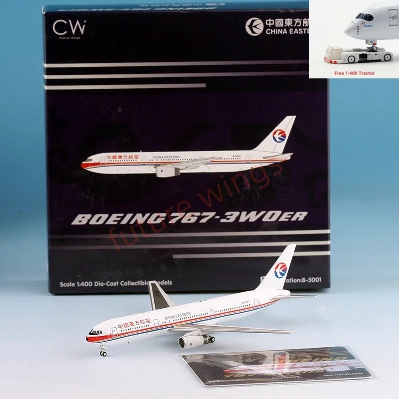 1:400 CW China Eastern Airlines B767-300ER B-5001 B-2568 Aircraft Model+Free Tractor