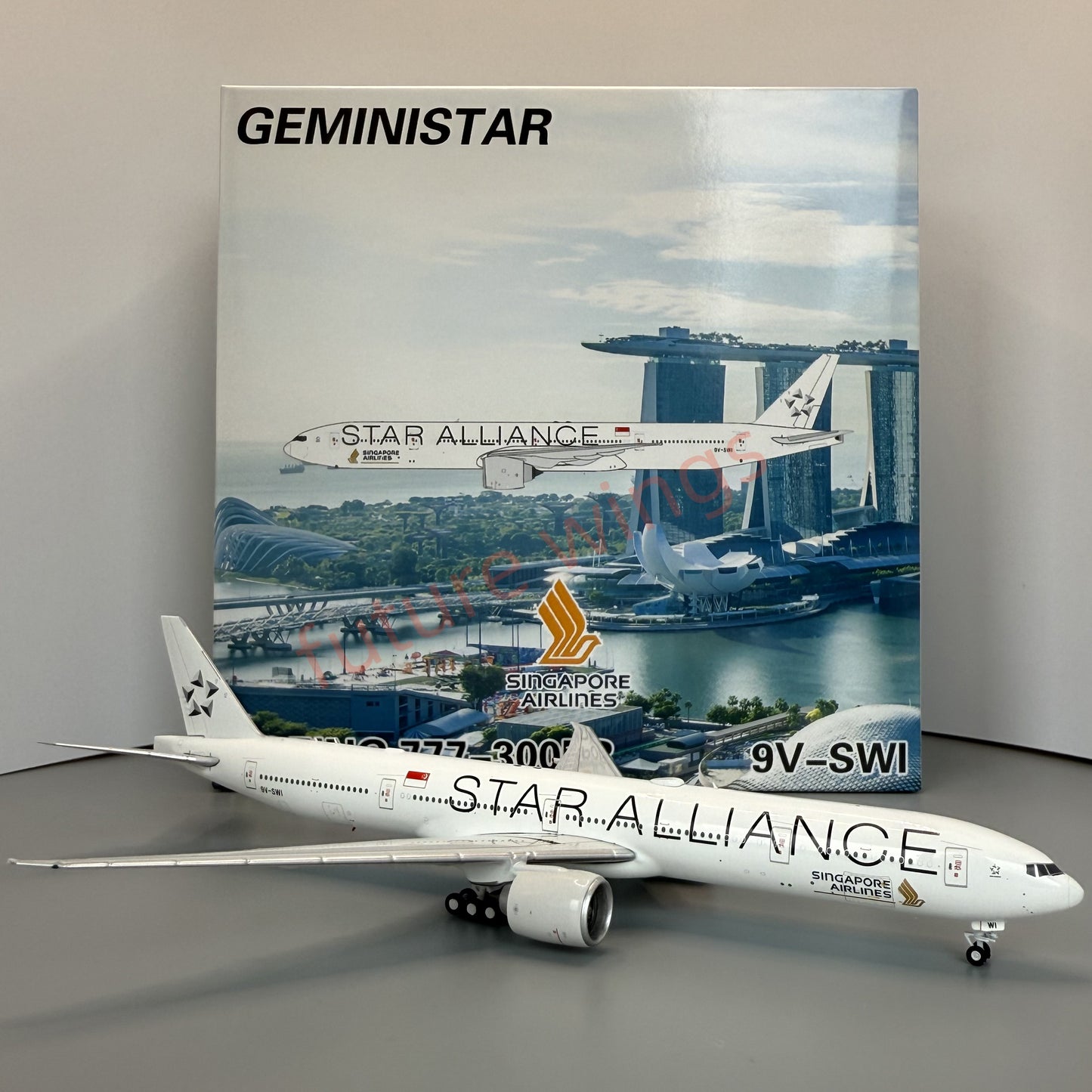 1:400 Geministar Singapore Airlines B777-300ER 9V-SWI 9V-SWM 9V-SWJ "STAR ALLIANCE" Aircraft Model+Free Tractor