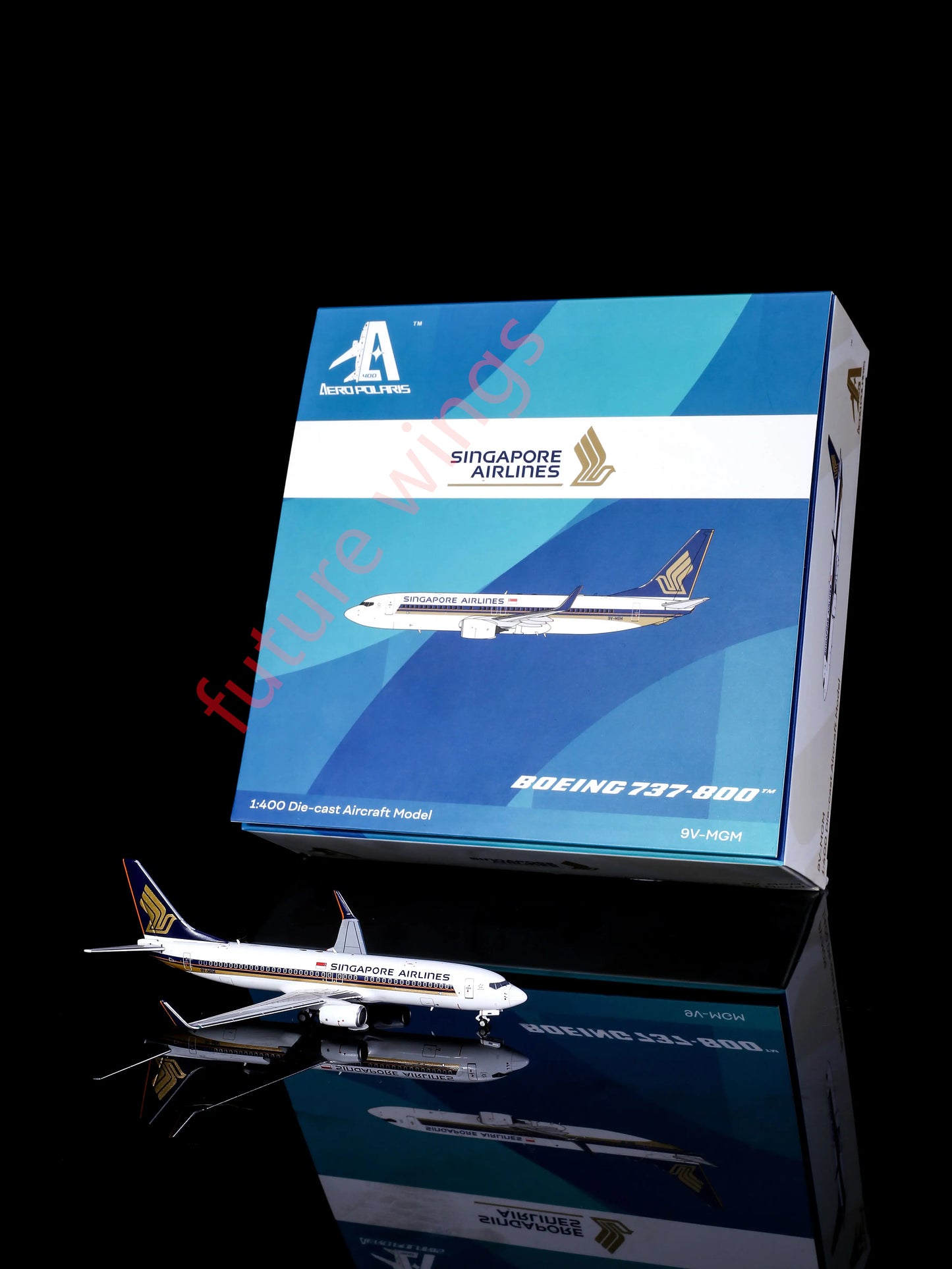 1:400 AeroPolaris HA7380001 Singapore Airlines Boeing 737-800 9V-MGM Aircraft Model+Free Tractor