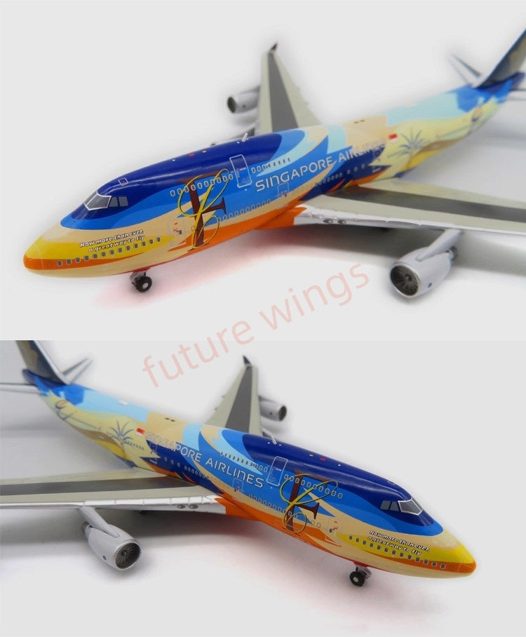 1:400 APOLLO Singapore Airlines B747-400 9V-SPL/9V-SPK Aircraft Model+Free Tractor