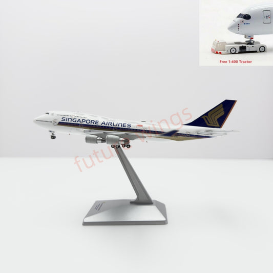 1:400 YY Wings Singapore Airlines B747-400 9V-SMU Aircraft Model Free Tractor+Stand