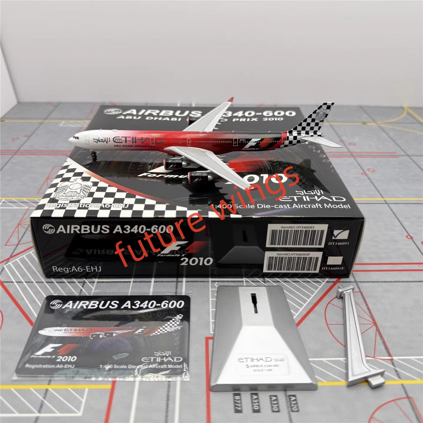 1:400 YY Wings Etihad Airways A340-600 A6-EHJ Aircraft Model+Free Tractor