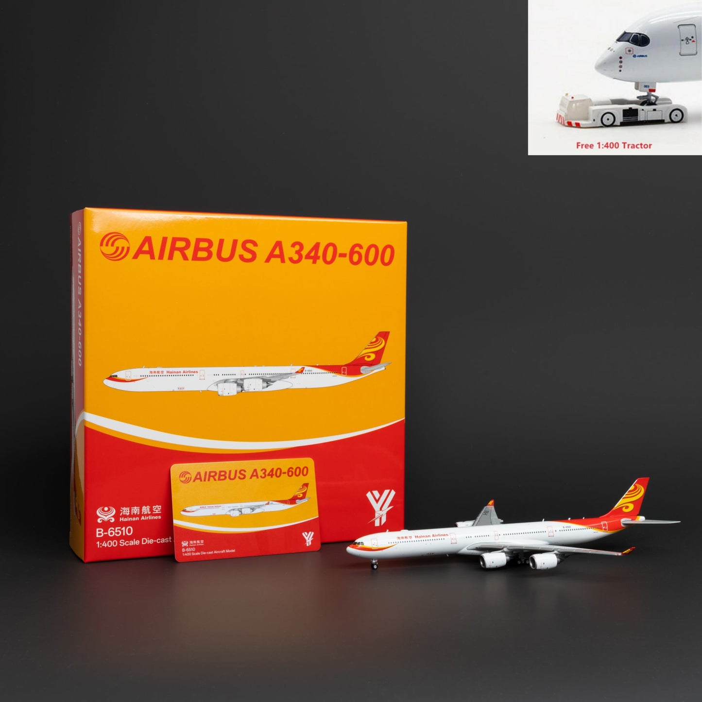 1:400 YY Wings Hainan Airlines A340-600 B-6508/B-6509/B-6510 Aircraft Model+Free Tractor
