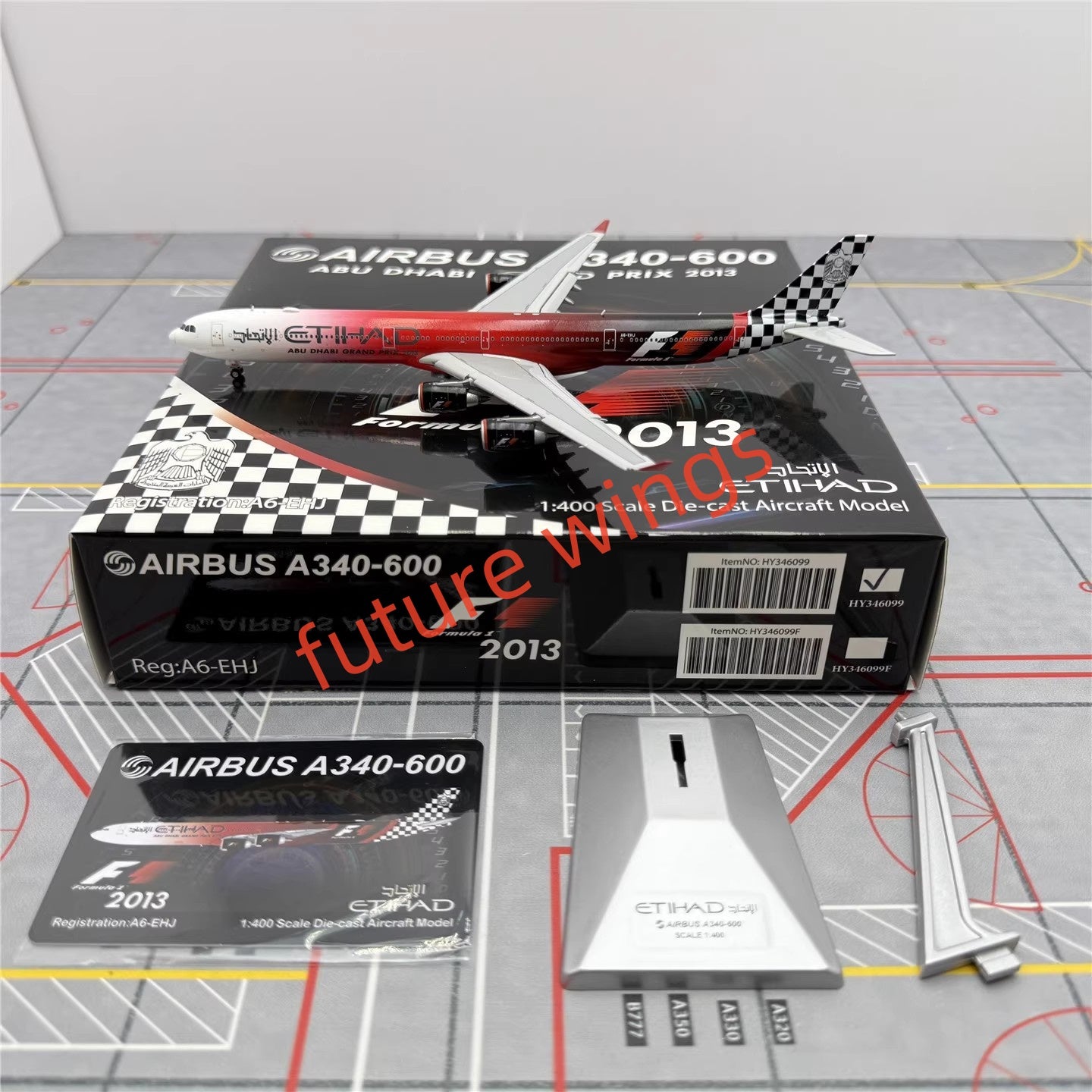 1:400 YY Wings Etihad Airways A340-600 A6-EHJ Aircraft Model+Free Tractor