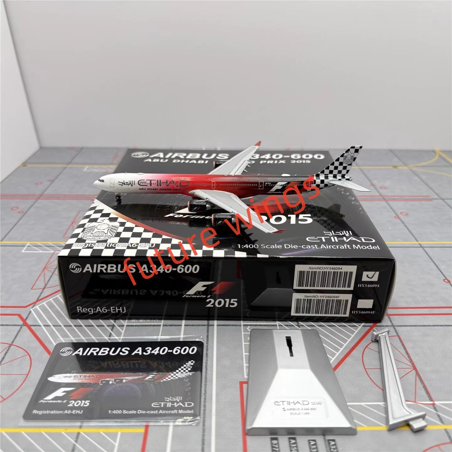 1:400 YY Wings Etihad Airways A340-600 A6-EHJ Aircraft Model+Free Tractor