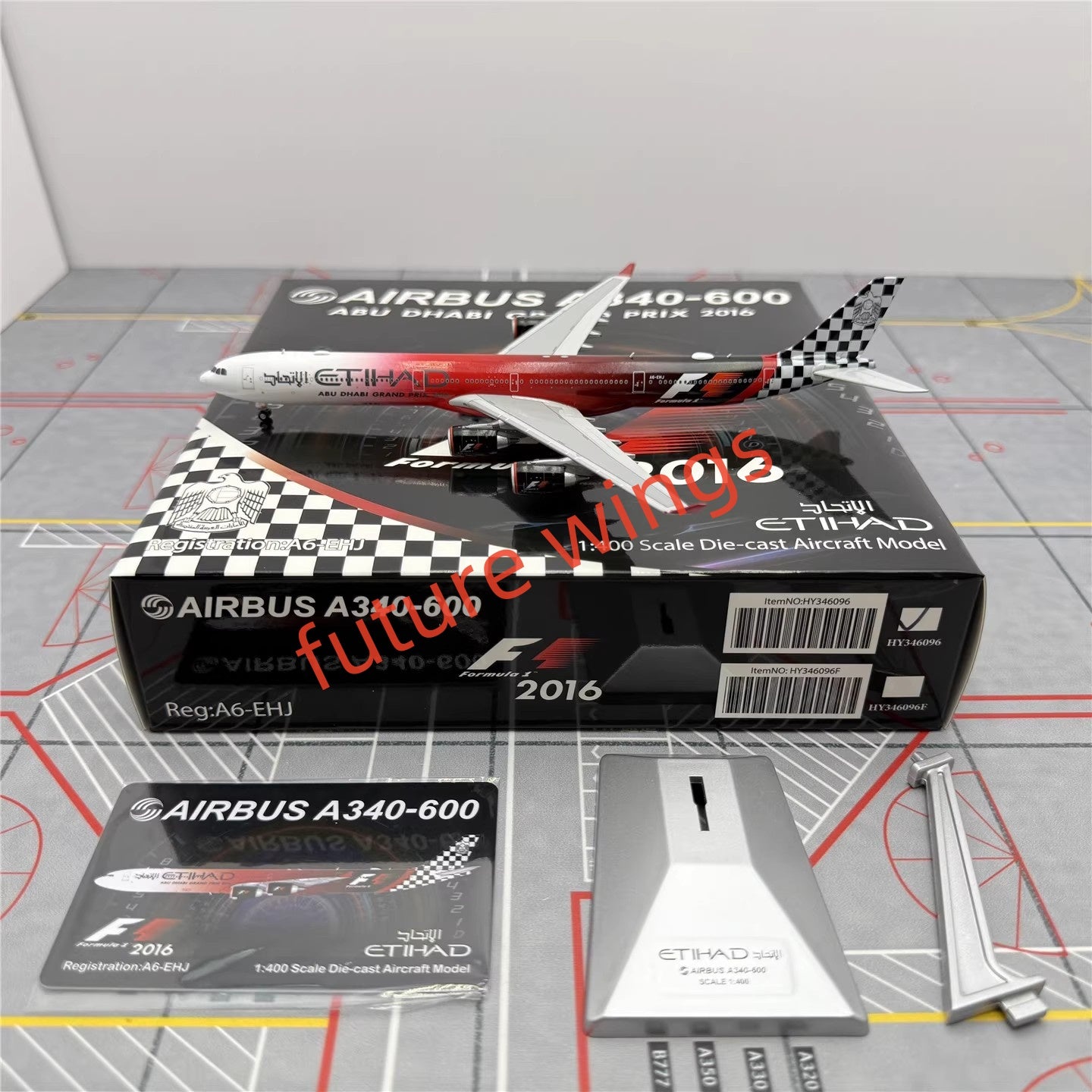 1:400 YY Wings Etihad Airways A340-600 A6-EHJ Aircraft Model+Free Tractor
