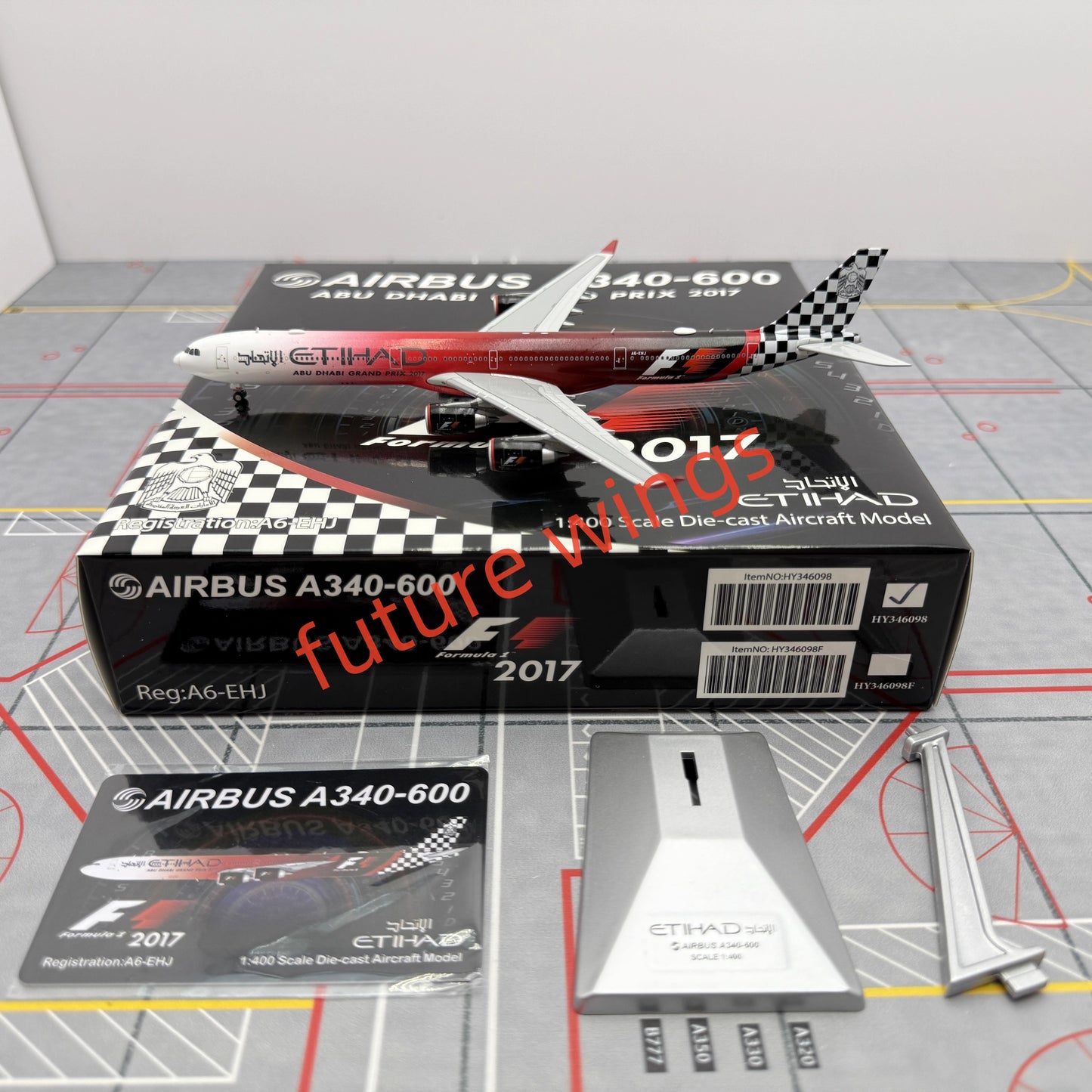 1:400 YY Wings Etihad Airways A340-600 A6-EHJ Aircraft Model+Free Tractor