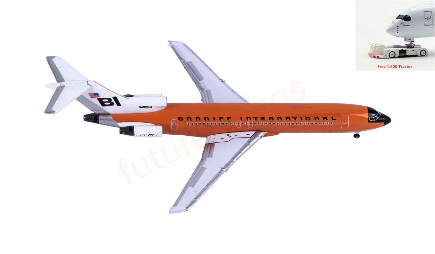 1:400 AeroClassics BBX41697 Braniff International B727-200 N402BN Aircraft Model+Free Tractor