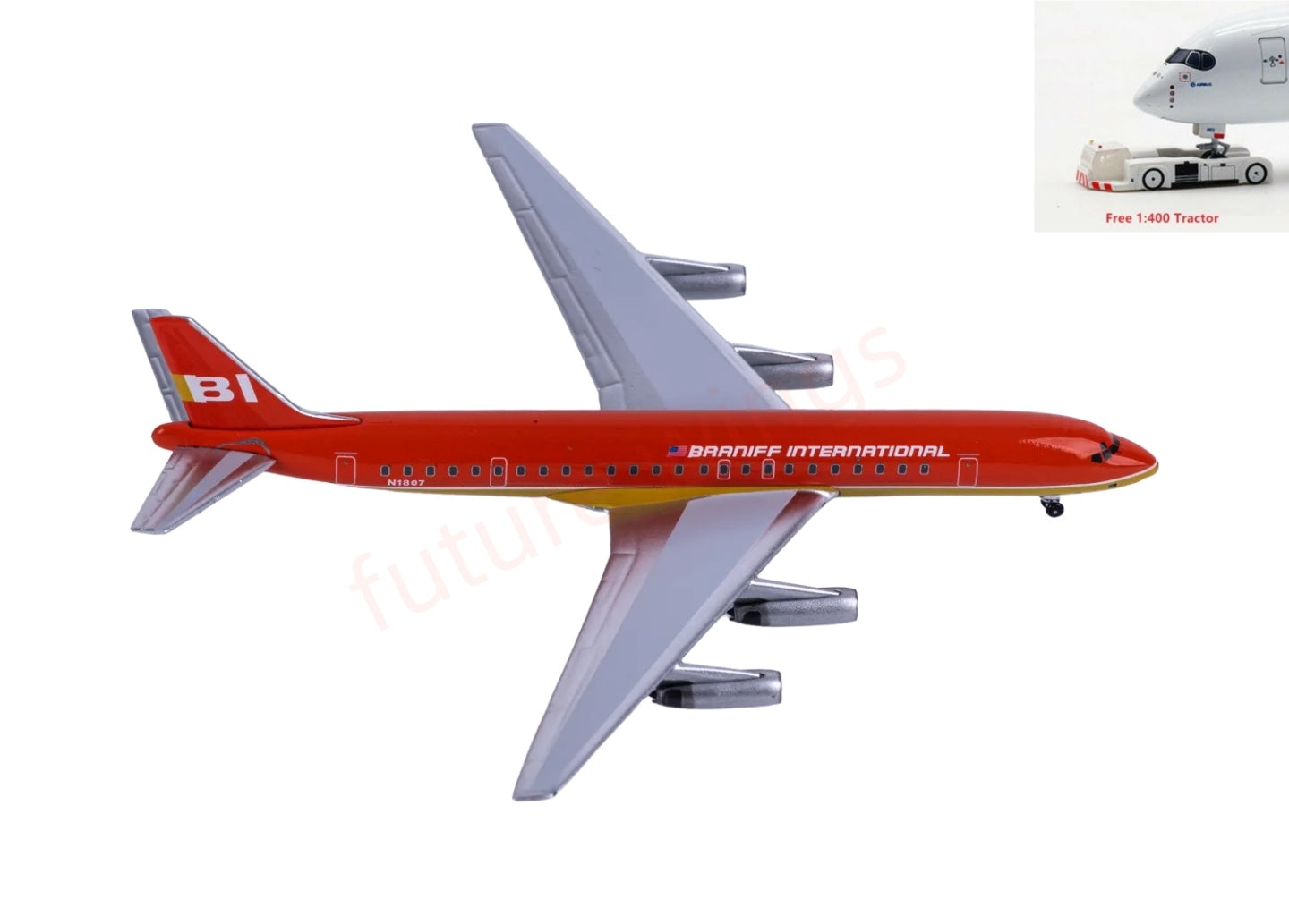 1:400 AeroClassics BBX41687 Braniff International Douglas DC-8-62 N1807 Aircraft Model+Free Tractor