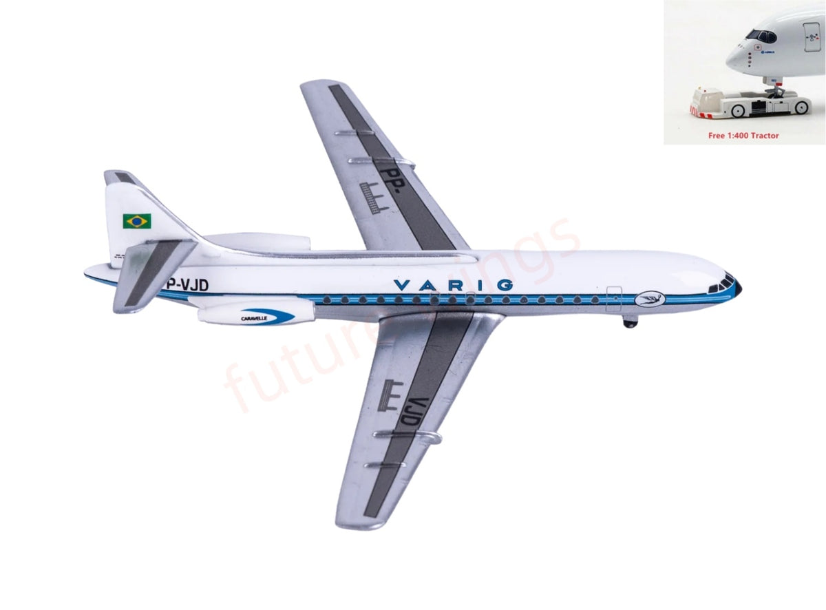1:400 AeroClassics AC411537 Varig Sud Aviation SE-210 PP-VJD Aircraft Model+Free Tractor