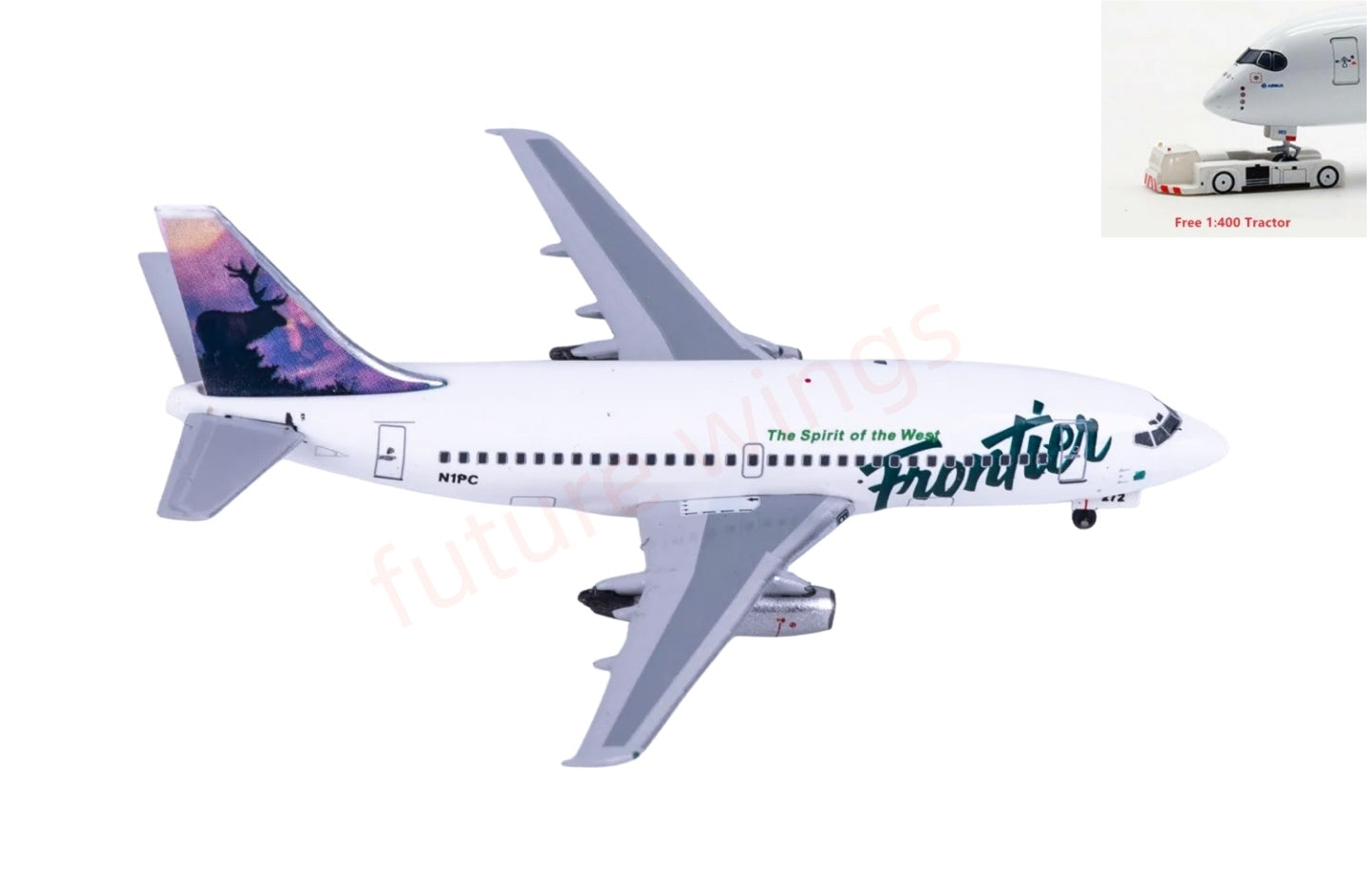 1:400 AeroClassics AC411511 Frontier Airlines B737-200 N1PC Aircraft Model+Free Tractor