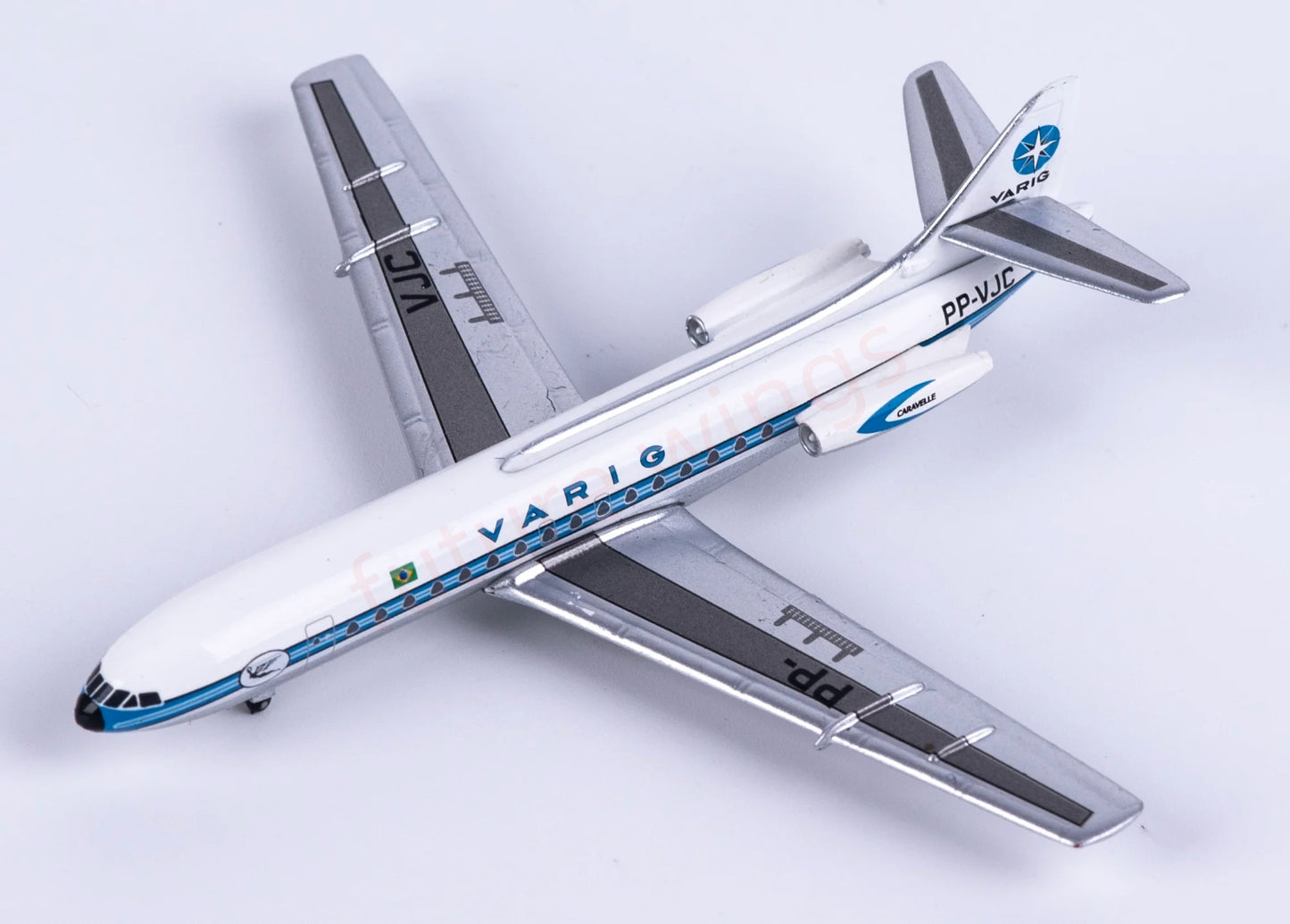 1:400 AeroClassics AC411536 Varig Sud Aviation SE-210 PP-VJC Aircraft Model+Free Tractor
