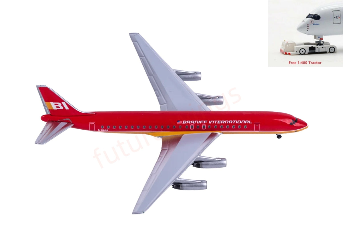 1:400 AeroClassics BBX41686 Braniff International Douglas DC-8-62 N1806 Aircraft Model+Free Tractor