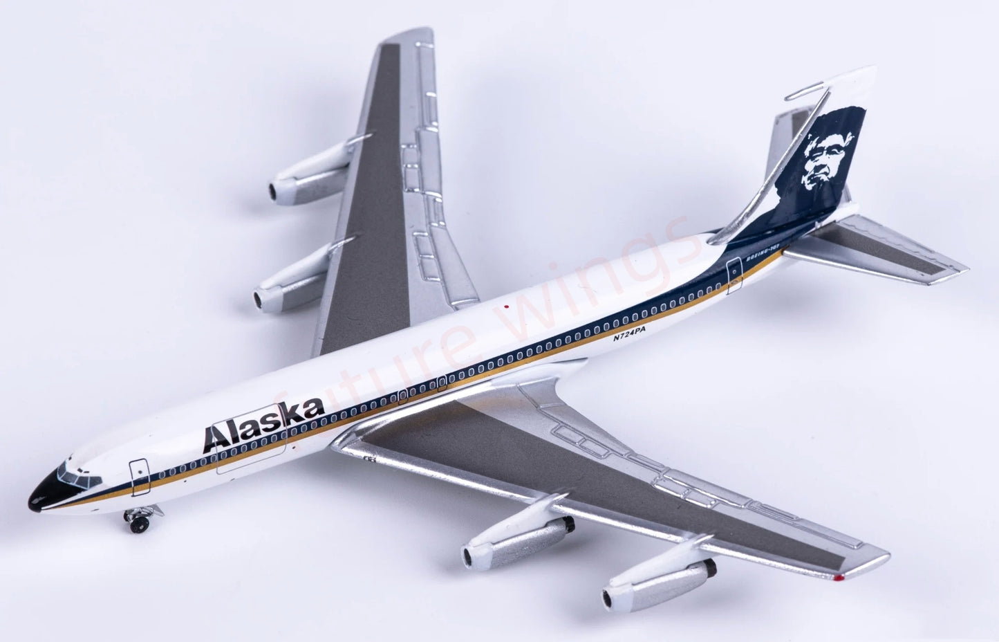 1:400 AeroClassics AC411496 Alaska Airlines B707-300 N724PA Aircraft Model+Free Tractor