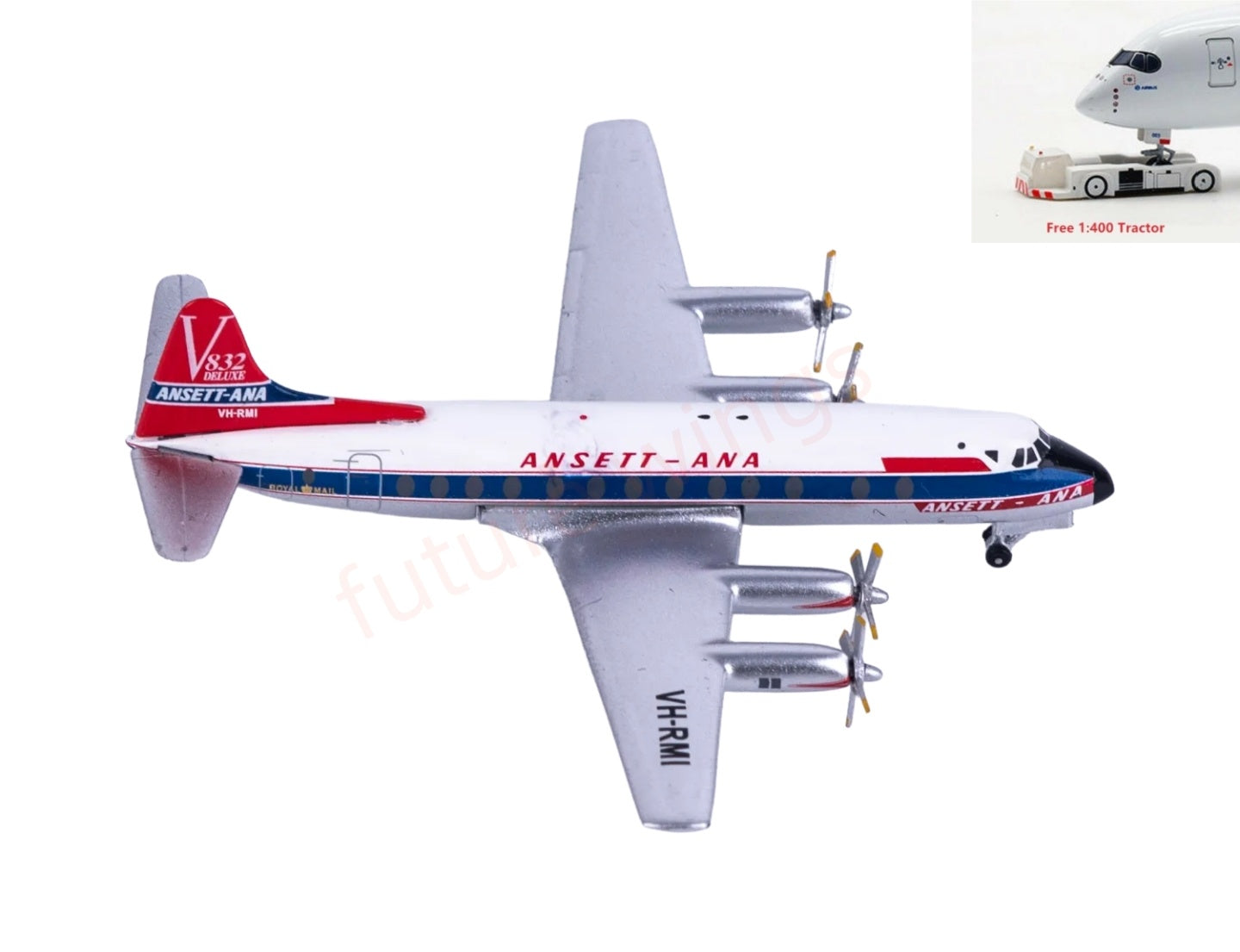 1:400 AeroClassics AC411539 Ansett Vickers Viscount 800 VH-RMI Aircraft Model+Free Tractor