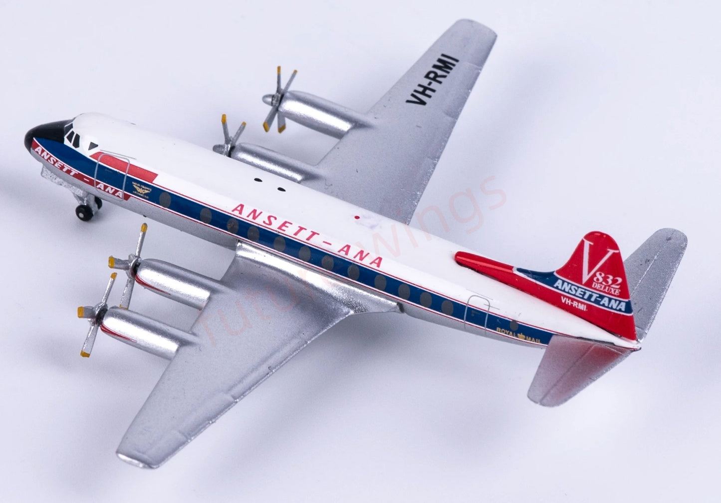 1:400 AeroClassics AC411539 Ansett Vickers Viscount 800 VH-RMI Aircraft Model+Free Tractor