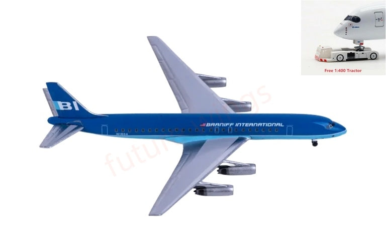 1:400 AeroClassics BBX41698 Braniff International Douglas DC-8-62 N1804 Aircraft Model+Free Tractor